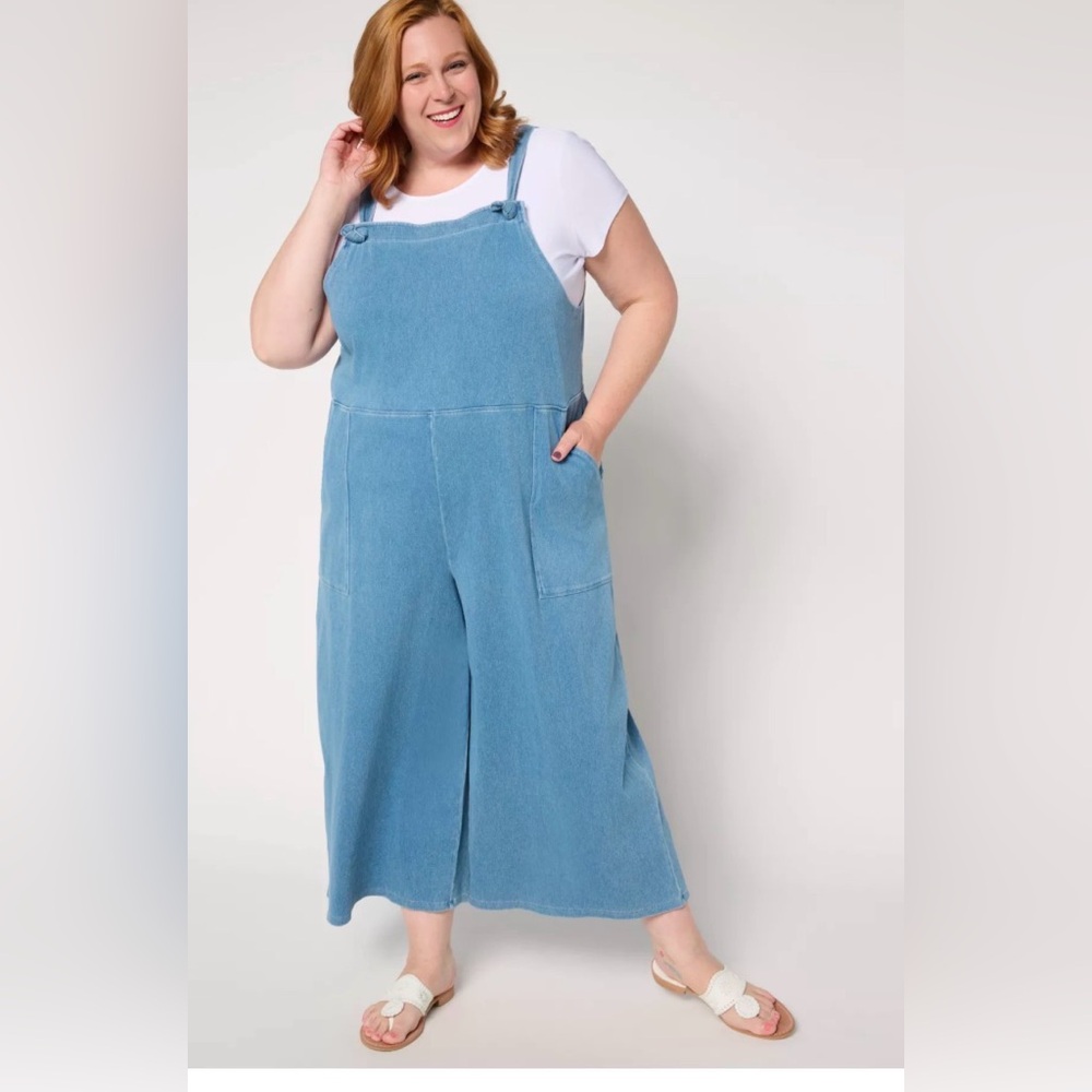 Plus Size Blue Denim Jumpsuit Overalls
